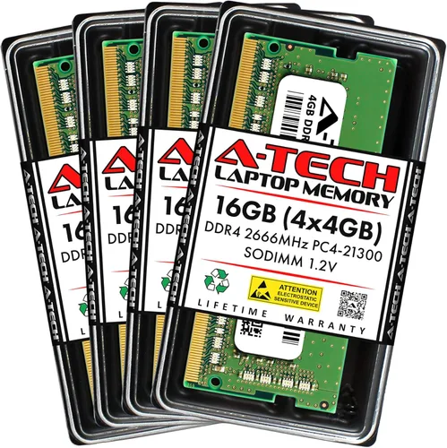 Vista 10 de A-Tech 4GB DDR4 2666MHz PC4-21300 (PC4-2666V) CL19 SODIMM 1.2V 260-Pin sin ECC SO-DIMM Módulo de Memoria RAM para Laptop Notebook