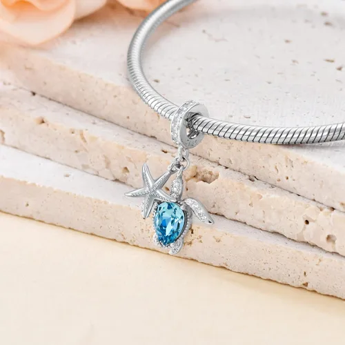 Vista 3 de AOBOCO Cuentas colgantes de plata de ley 925 para pulsera, adornadas con cristal de Austria