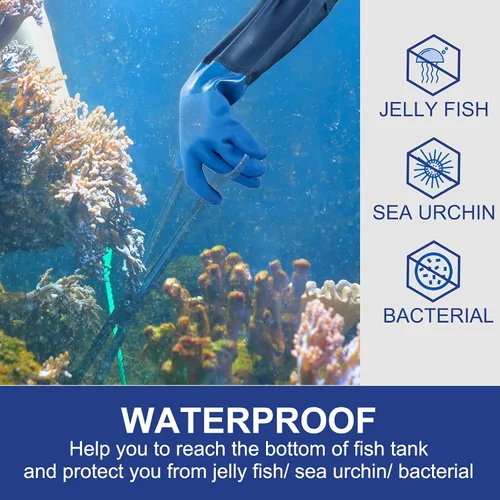 Vista 4 de Honeydak 2 pares de guantes largos extra largos de 27.5 pulgadas, guantes de goma impermeables de PVC, reutilizables, resistentes, antideslizantes