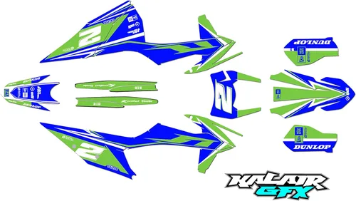 Kit gráfico para KTM Enduro 4-Stroke 250 EXC-F, 350 EXC-F, 450 EXC-F y 500 EXC-F años 2020, 2021, 2022 y 2023 Razor Series Azul-Verde 16 Mil -