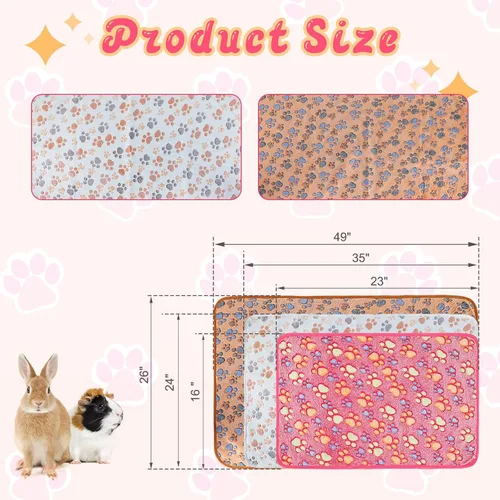 Vista 2 de YUEPET Mantas impermeables de conejillo de indias, lavables, paquete de 3 forros de forro polar para animales pequeños, funda de almohadilla suave