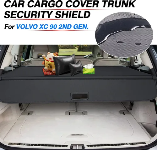 Vista 2 de Powerty Cubierta de carga compatible con Volvo XC90 2023 2016 2017 2018 2019 2020 2021 2022 Cubierta de seguridad retráctil para maletero trasero