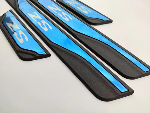 Vista 5 de GZBFTDH Auto Parts - Protector de umbral de puerta, para MG ZS, accesorios para automóvil, acero con placa de protección de entrada de plástico Azul