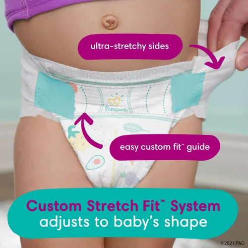 Vista 2 de Pampers Pull On Cruisers - Pañales desechables para bebé de ajuste de 360, tamaño 7, suministro de 2 meses (2 x 88 unidades) con toallitas sensibles