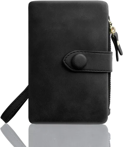 Vista 5 de AOXONEL Women's Small Bifold Leather wallet Rfid blocking Ladies Wristlet with Card holder id window Coin Purse