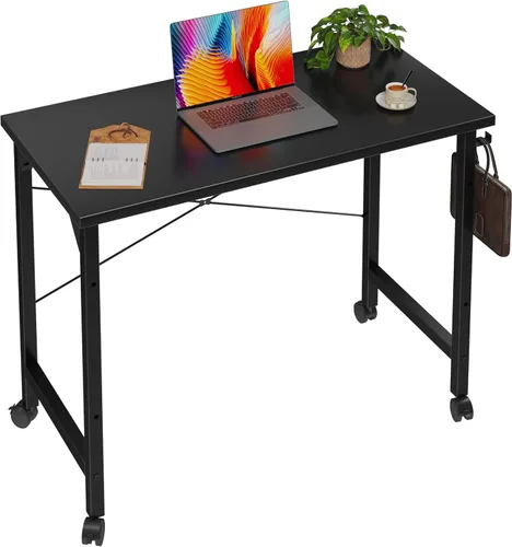 Vista 10 de Grandder Escritorio para computadora de 32 pulgadas, escritorio pequeño para oficina en casa, mesa de estudio para niños para espacios pequeños