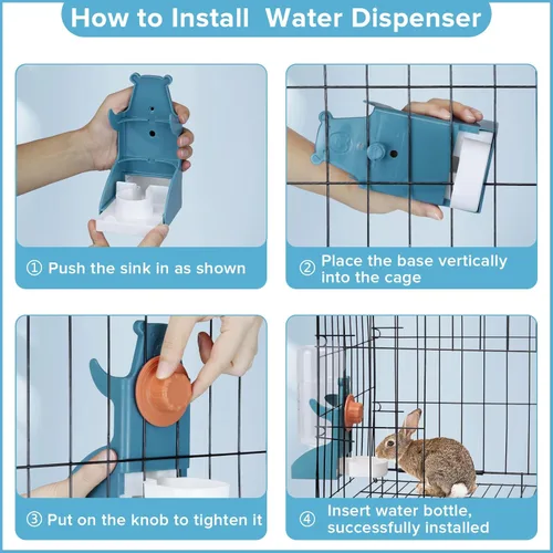 Vista 5 de Kenond 17 oz Pet Water Bottle,Guinea Pig No Drip Water Bowl for Cage,Hanging Automatic Gravity Water Dispenser for Small Animals Rabbit Hedgehog