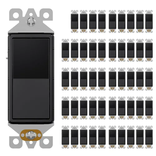 Vista 26 de AIDA Interruptor de Luz Decorativo Basculante de Un Solo Polo, Interruptores de Luz Eléctricos con Conexión a Tierra Automática de 15 Amperios