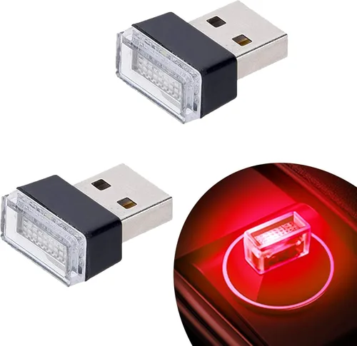 Febrytold - 2 unidades de luces LED USB mini universales para el interior del automóvil, luces ambientales para crear una atmósfera en el interior