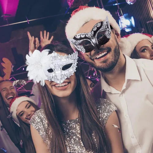 Vista 7 de SIQUK Juego de máscaras para parejas, máscara veneciana para fiesta