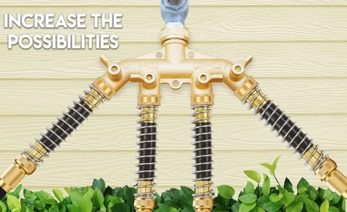 Vista 9 de Morvat Divisor de latón de 4 vías, conector de colector de manguera de jardín con válvulas de encendido/apagado de agarre cómodo, incluye kit