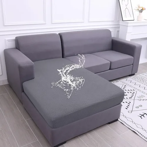 Vista 16 de hyha - Fundas de cojín impermeables para sofá modular, fundas de cojín de sofá en forma de L, tela jacquard gruesa, funda de diván con parte Beige