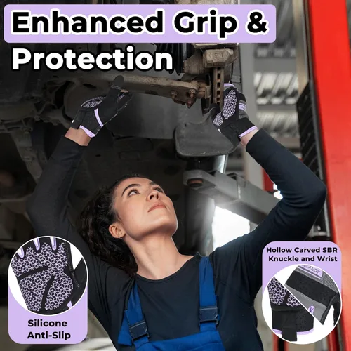 Vista 28 de HANDLANDY HLDD Work Gloves Women, Safety Work Gloves Touchscreen Working Glove for Mechanic, Gardening, Construction, DIY