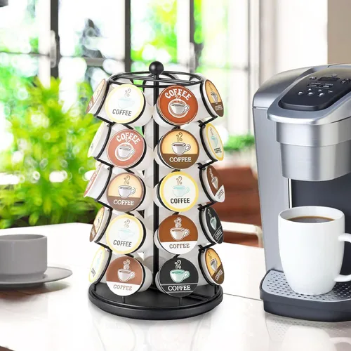 Vista 7 de Soporte para K-Cups Nifty – Compatible con K-Cups, Carrusel de Cápsulas de Café Soporte para 35 K-Cups, Gira 360 Grados, Plataforma Lazy Susan