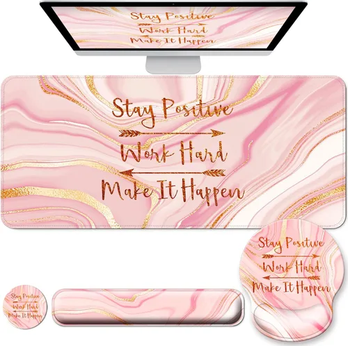 Vista 23 de Juego de alfombrillas de escritorio + teclado y alfombrilla para mouse con soporte para reposamuñecas, alfombrilla grande 4 en 1 para computadora