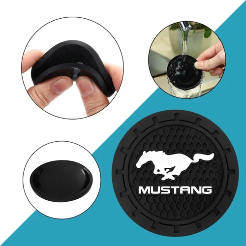 Vista 2 de Portavasos de silicona para Ford Mustang, accesorios para el interior del automóvil, 2.76 pulgadas, 2 piezas