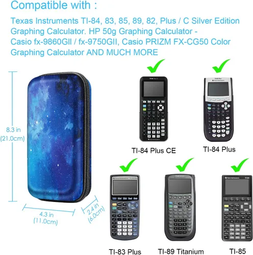 Vista 2 de FINTIE Funda de transporte para calculadora gráfica para TI-84 Plus CE, EVA dura caja protectora a prueba de golpes para TI-83 Plus CE/Casio Cielo