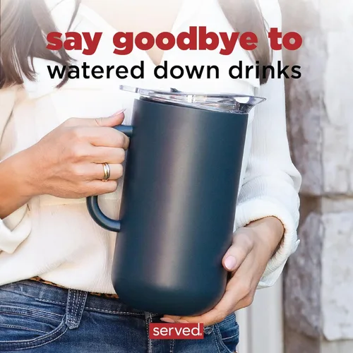 Vista 5 de Jarra Premium Aislada de Served (0.87 cuartos de galón/66oz) - Jarra de Acero Inoxidable con Doble Pared y Forro de Cobre con Tapa - Jarra Térmica