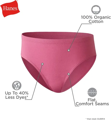 Vista 3 de Hanes Ultimate - Ropa interior para niña, Pure Comfort Organic 100% algodón, bragas, calzoncillos e hipsters, paquete de 8
