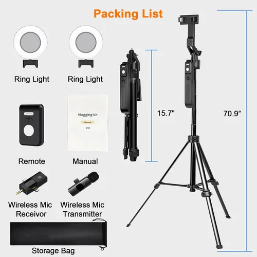 Vista 13 de Kit de vlogging para iPhone/Android, trípode de seguimiento facial