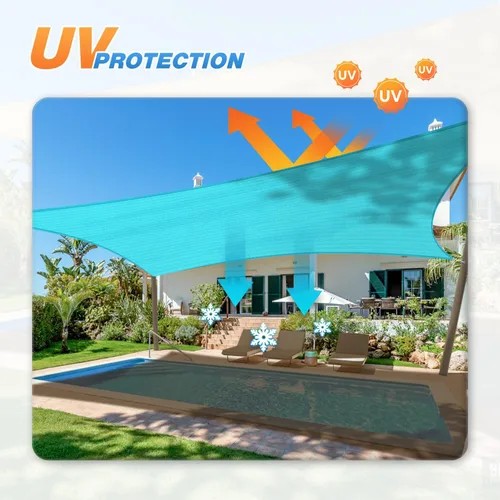 Vista 4 de TANG Toldo tipo vela rectangular de 16' x 20', con bloqueo UV, para exteriores, toldo de sol para patio, tela para sombra cuadrada para porche