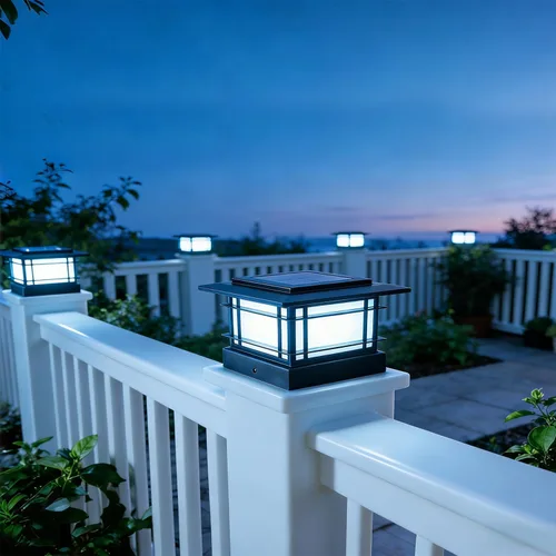 Vista 7 de Dynaming Luces solares de 4 x 4 para exteriores con 2 modos de color, luces solares para poste de valla, carcasa negra para postes de vinilo/madera