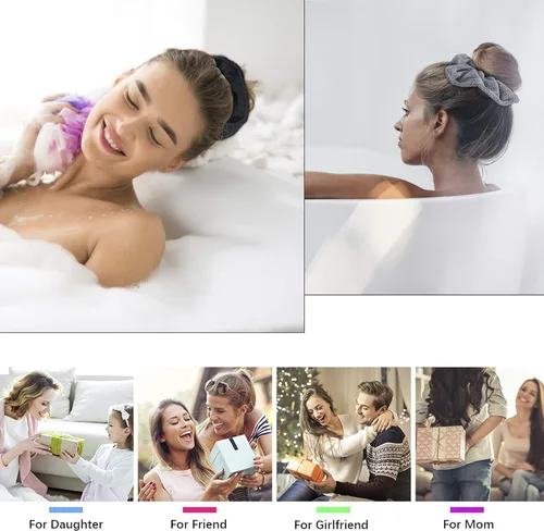 Vista 2 de Ivyu Toalla de microfibra para secar el cabello, banda elástica grande de fibra para rizar el cabello para la ducha, productos para el cabello