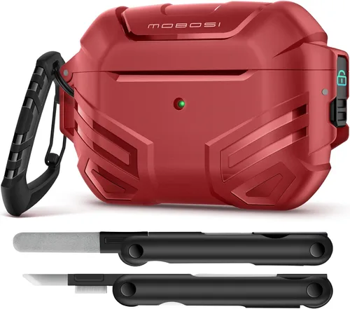 Vista 11 de MOBOSI Funda para AirPods Pro 2 con cerradura, compatible con funda Airpod Pro de 2ª/1ª generación, funda protectora de grado militar con kit