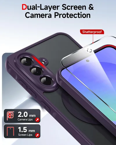 Vista 1514 de LeYi Funda para teléfono Samsung-S23: protector de pantalla e imán MagSafe Púrpura