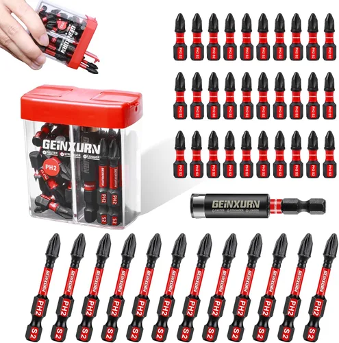 Vista 35 de Juego de brocas de impacto cuadrado Geinxurn, 45 piezas 2" magnéticas (SQ1/SQ2/SQ3) S2 de acero bits multi-conductor con caja de almacenamiento