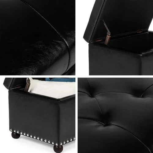 Vista 45 de Joveco Banco otomano de almacenamiento rectangular de tela, reposapiés, 24 pulgadas, moderno, copetudo, para dormitorio, asiento para entrada