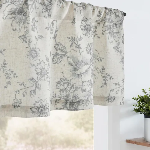 Vista 15 de jinchan - Cenefa de lino con borde de encaje, cenefa rústica de estilo granja para ventana de 16 pulgadas, tratamiento para ventana pequeña