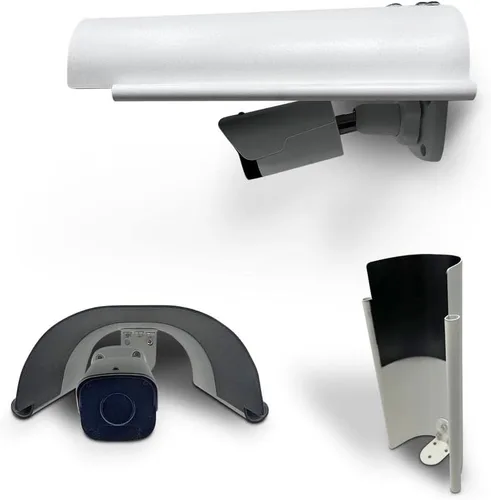Vista 4 de KENUCO Cubierta de sombra de lluvia solar compatible con cámaras de seguridad al aire libre, material de aleación de aluminio, color blanco