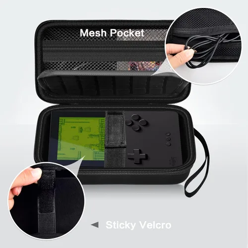 Vista 3 de Funda rígida compatible con consola de juegos portátil de bolsillo analógico, bolsa de almacenamiento portátil para tarjetas de videojuegos, cable