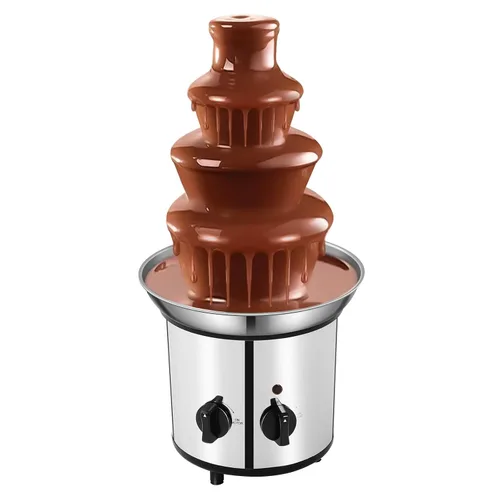 Fuente de fondue de chocolate de acero inoxidable, máquina de fuente de chocolate de 4 niveles, máquina de fusión eléctrica de 4 libras con cable de
