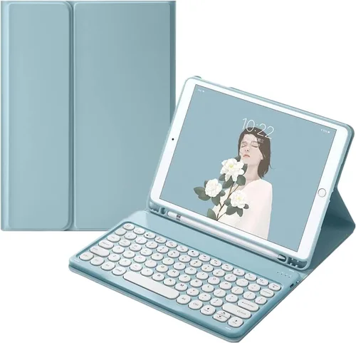 Vista 20 de Funda para teclado Galaxy Tab S6 Lite 2024/2022/2020 con soporte para bolígrafo S, funda magnética desmontable para teclado con teclas redondas