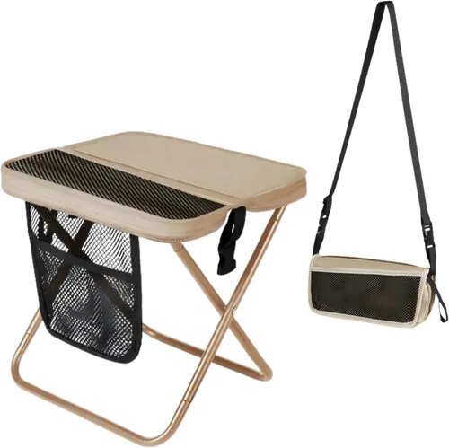 Vista 10 de Taburete plegable portátil – Silla plegable con bolsa de almacenamiento, bolsa convertible para transporte manos libres y soporta 265 libras
