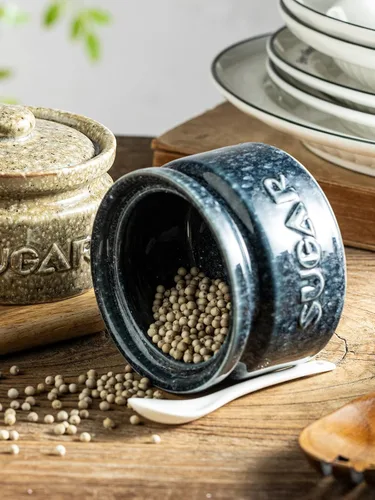 Vista 8 de Gomakren Azucarero con Tapa y Cuchara, Recipiente de Azúcar Plato de Azúcar 10oz, Tarro de Azúcar de Cerámica para Bar de Café, Cocina, Encimera