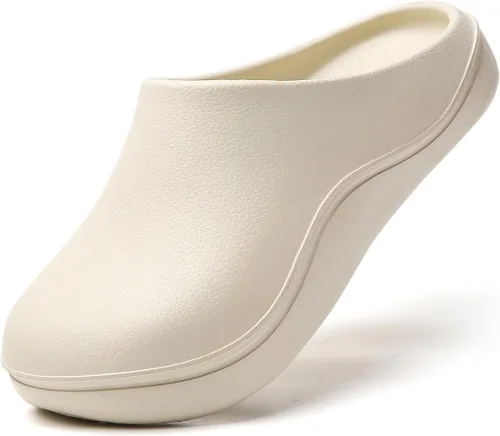 Eliogn Zapatos de trabajo antideslizantes para hombres y mujeres, resistentes al aceite, zapatos de chef, ligeros, cómodos, sin cordones, para