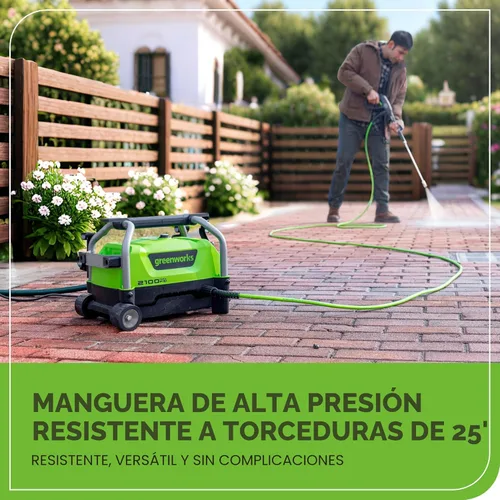 Vista 10 de Greenworks 2100 PSI (certificado SGS) 1.2 GPM 13Amp Lavadora eléctrica compacta a presión con mango telescópico para autos, calzadas, patios