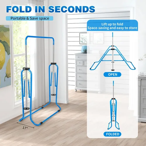 Vista 3 de Gymnastics Bar for Kids, Adjustable Height Gymnastic Horizontal Bars, Folding Expandable Gymnastics Equipment Junior Training Kip Bar for Home