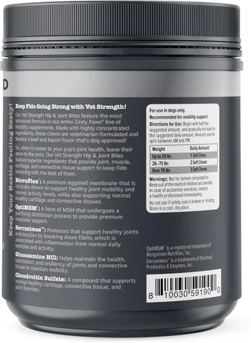 Vista 8 de Zesty Paws Vet Strength Mobility Bites - Masticables de apoyo para la cadera y las articulaciones para perros con glucosamina, condroitina, MSM