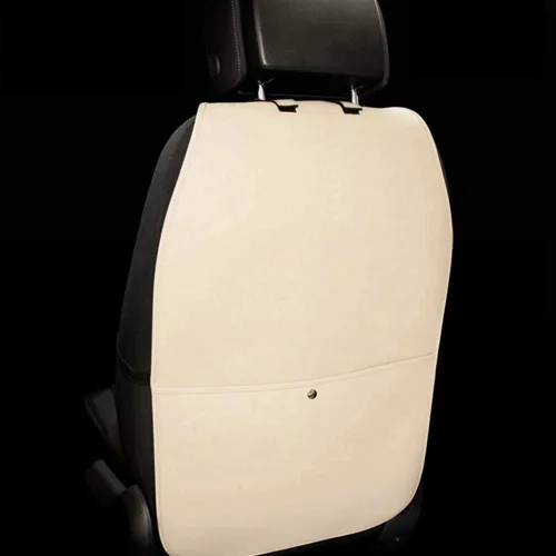 Vista 4 de HCMAX Paquete de 2 alfombrillas protectoras para respaldo de asiento de automóvil, impermeables, fáciles de limpiar, multifuncionales, bolsa de Beige