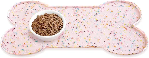 Vista 18 de PWTAA Tapete para Comida de Perros Antideslizante de Silicona, Tapete para Tazón de Perro más Grueso, Mantel Individual para Mascotas Impermeable