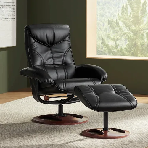 Vista 2 de BenchMaster Newport reclinable giratorio y otomano inclinado negro