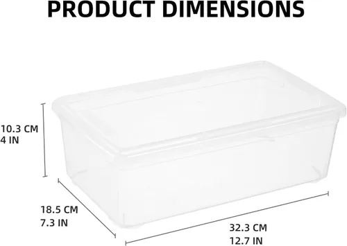 Vista 3 de novelinks Paquete de 6 contenedores de almacenamiento de plástico de 6 cuartos con tapas, contenedores de almacenamiento apilables con tapas