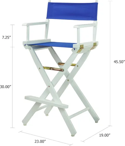 Vista 48 de Casual Home - Silla de director de 30 in, marco blanco, con lona color blanco, altura de barra