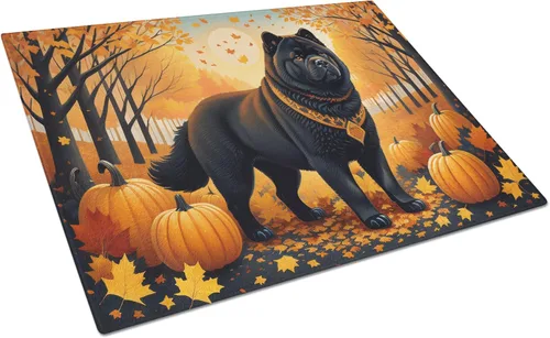 Vista 12 de Caroline's Treasures DAC1024LCB Boston Terrier - Tabla de cortar de vidrio de otoño grande decorativa de vidrio templado para cocina, tabla