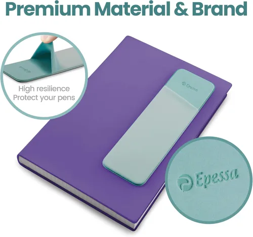 Vista 7 de Epessa Soporte para bolígrafo adhesivo verde para cuaderno y funda universal para mouse