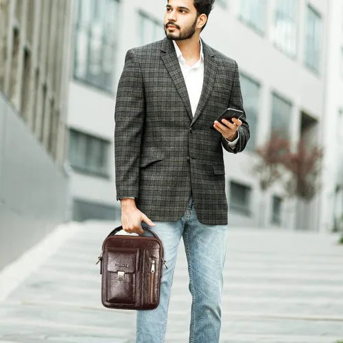 Vista 6 de BAIGIO Men's Genuine Leather Shoulder Bag Messenger Briefcase CrossBody Handbag Satchel Travel bag